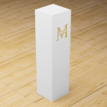 White and Gold Personalised Monogram and Name Wine Box<br><div class="desc">Personalised Monogram and Name Gift Box featuring personalised monogram in gold classic serif font style with box of name in the middle of monogram on white background. Perfect gift box for holiday, wedding and any special occasions. Please note : The foil details are simulated in the artwork. No actual foil...</div>