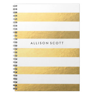 White And Gold Personalised Notebook