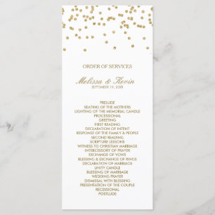 White and Gold Polka-Dots Order of Services Programme