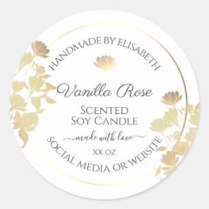 White and Gold Product Packaging Labels Floral