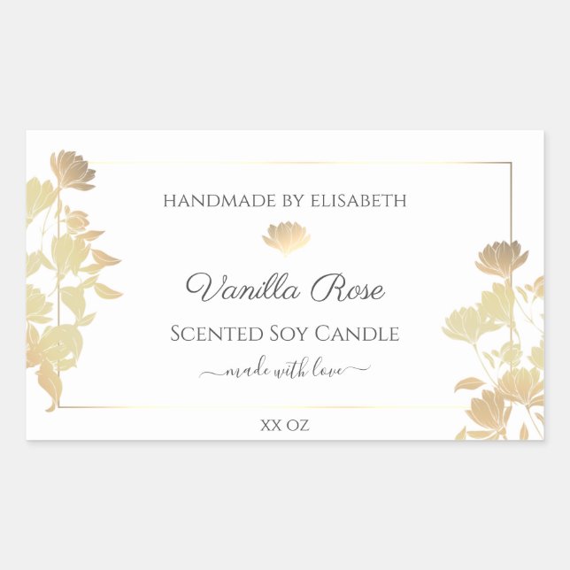 White and Gold Product Packaging Labels Floral (Front)