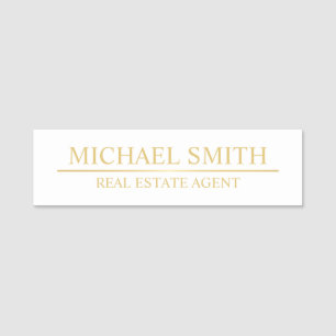 White and Gold Professional Personalised Name Tag