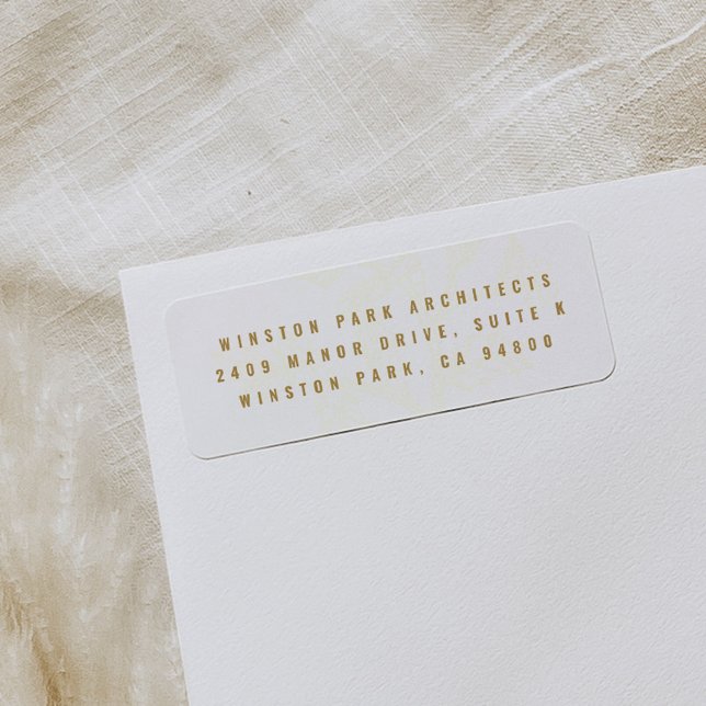 White and Gold Prosperous Branch Return Address (White and golden modern return address label.)
