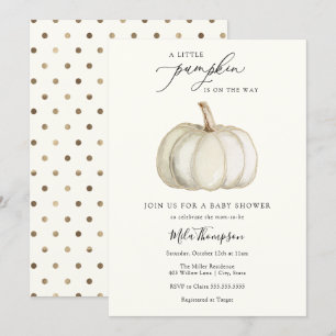 White and Gold Pumpkin Baby Shower Invitation