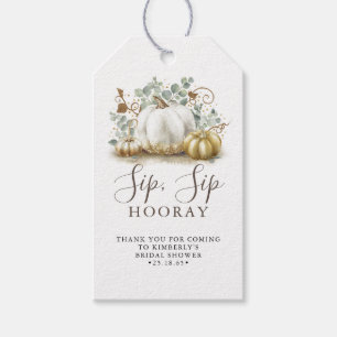White and Gold Pumpkin Fall Sip Sip Hooray Gift Tags