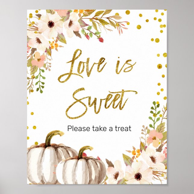 White and Gold pumpkin Love is Sweet Sign (Front)
