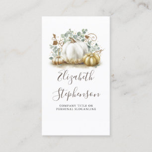 White and Gold Pumpkins Fall Harvest Decor Business Card