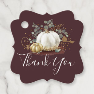 White and Gold Pumpkins Fall Thank You Favour Tags