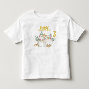White and Gold Pumpkins Watercolor Birthday Toddler T-Shirt