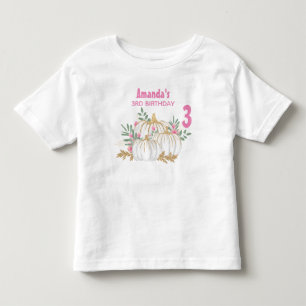 White and Gold Pumpkins Watercolor Birthday Toddler T-Shirt