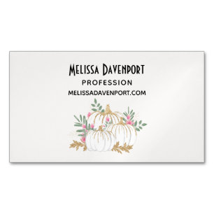 White and Gold Pumpkins Watercolor Magnetic Business Card