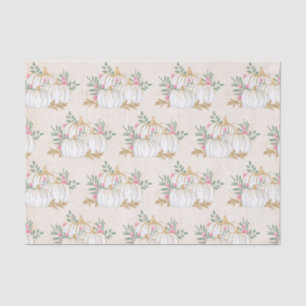 White and Gold Pumpkins Watercolor Pattern Tissue Paper