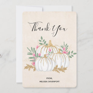  White and Gold Pumpkins Watercolor Thank You