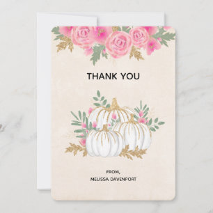  White and Gold Pumpkins Watercolor Thank You