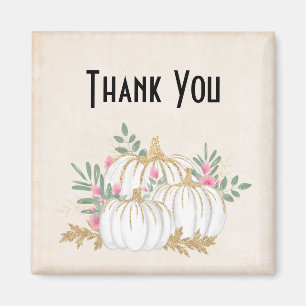 White and Gold Pumpkins Watercolor Thank You Magnet