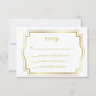 White and Gold RSVP Card