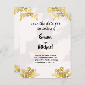 White and Gold Simple Elegant wedding invitation