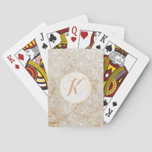 White and Gold Sparkle Monogram Playing Cards