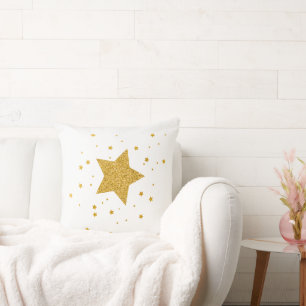 White and Gold Starry Night Cushion