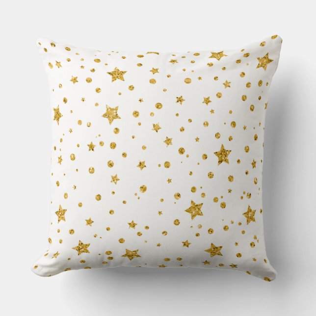 White and Gold Starry Night  Cushion (Front)