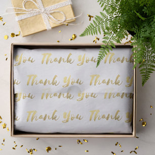 White and Gold Thank You Brush Script Tissue Paper