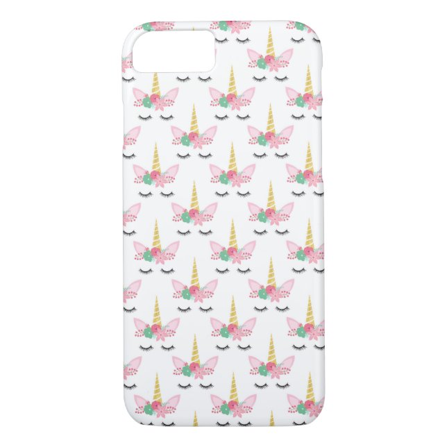 White and Gold Unicorn Face Pattern Case-Mate iPhone Case (Back)