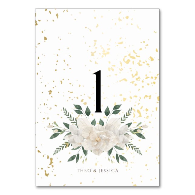 White and Gold We Do Table Number (Front)