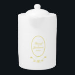 White and Gold Wedding<br><div class="desc">Create personalised wedding memento teapot featuring the wedding couple and the date of the wedding ceremony. Features a rose design in white and gold. Just add your desired names and date. Use the template to personalise.</div>