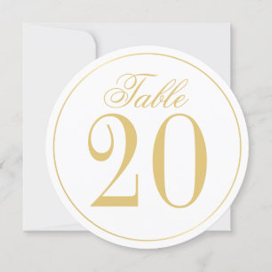 White and Gold Wedding Circle Table Number Card
