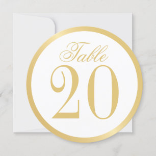 White and Gold Wedding Circle Table Number Card