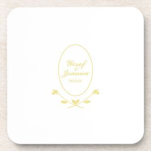 White and Gold Wedding Coaster