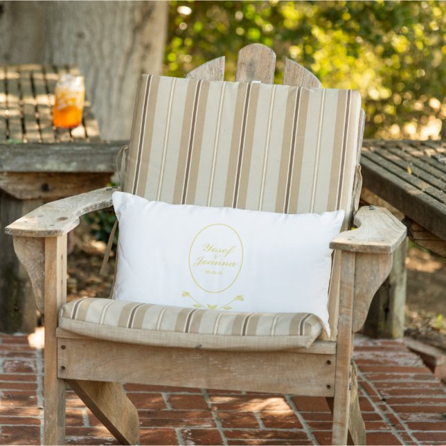 White and Gold Wedding Lumbar Cushion (Chair)