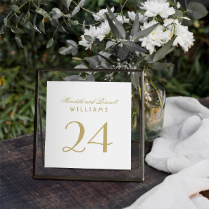 White and Gold Wedding Monogram Table Number