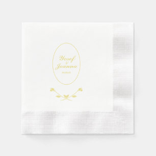 White and Gold Wedding Napkin