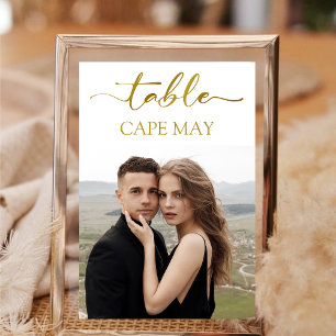 White and Gold Wedding Photo Table Number Cards