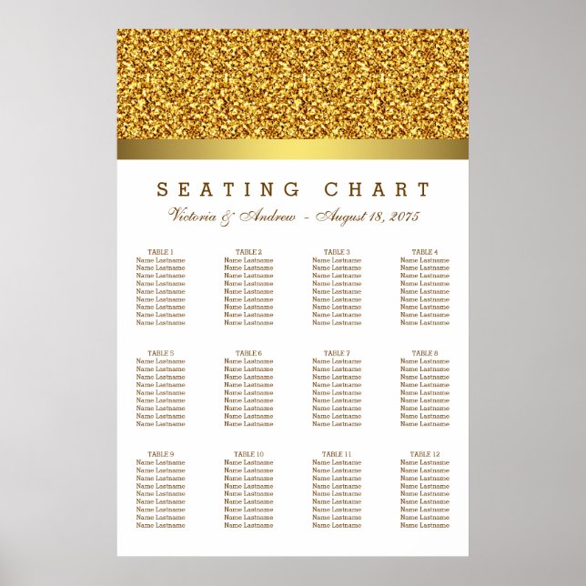White and Gold Wedding Seating Chart (Front)