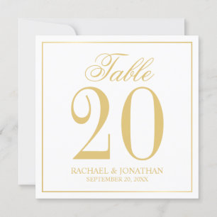 White and Gold Wedding Square Table Number Card
