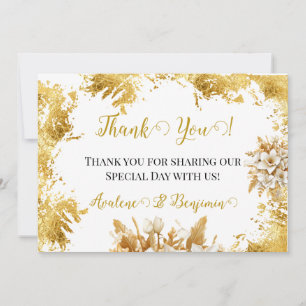 White and Gold Wedding Thank You Cards