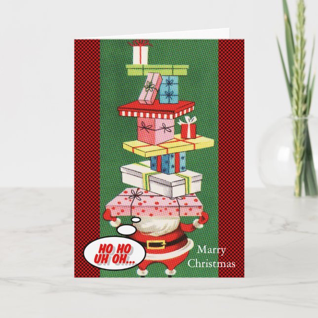 White and Golden Ball With Snow Merry Christmas Ho Holiday Card (Front)