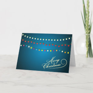White and Golden Ball With Snow Merry Christmas Holiday Card