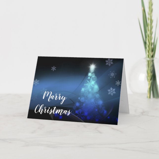 White and Golden Ball With Snow Merry Christmas Holiday Card (Front)