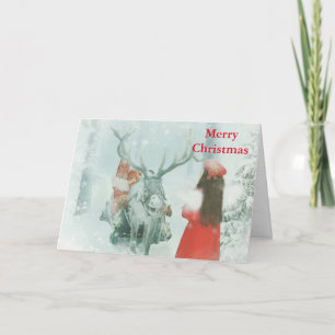 White and Golden Ball With Snow Merry Christmas Holiday Card