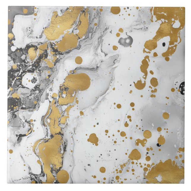 White And Golden Cosy Christmas  Tile (Front)