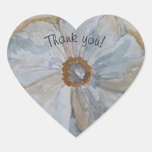 White and golden floral heart sticker