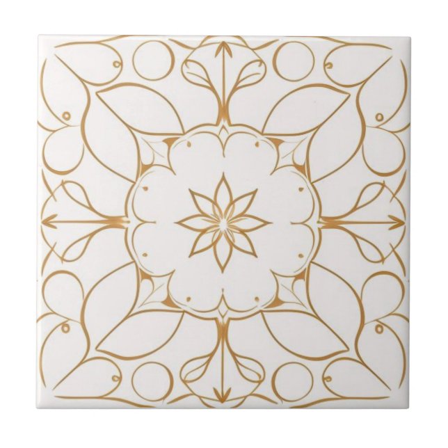 White and golden floral tile (Front)