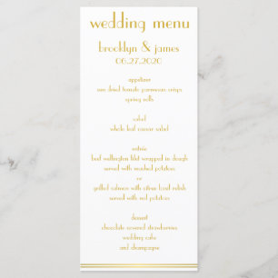White And Golden Great Gatsby Wedding Menu Cards