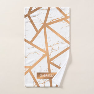 White and Golden Marble Bath Towel Set