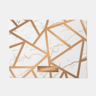 White and Golden Marble Doormat