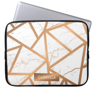 White and Golden Marble Laptop Sleeve