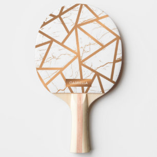 White and Golden Marble Ping Pong Paddle